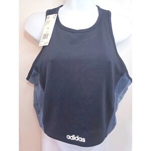 Adidas Climalite Crop Tank Top Sport Bra Navy Blue Mesh Training XL NWT